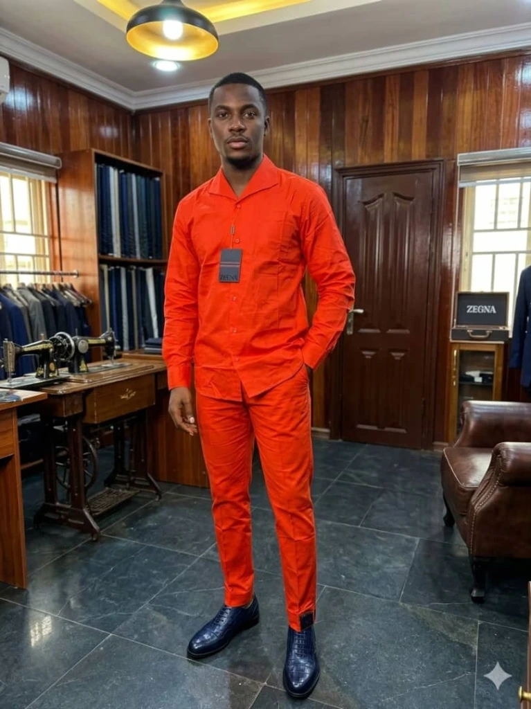 Ensemble chemise pantalon rouge